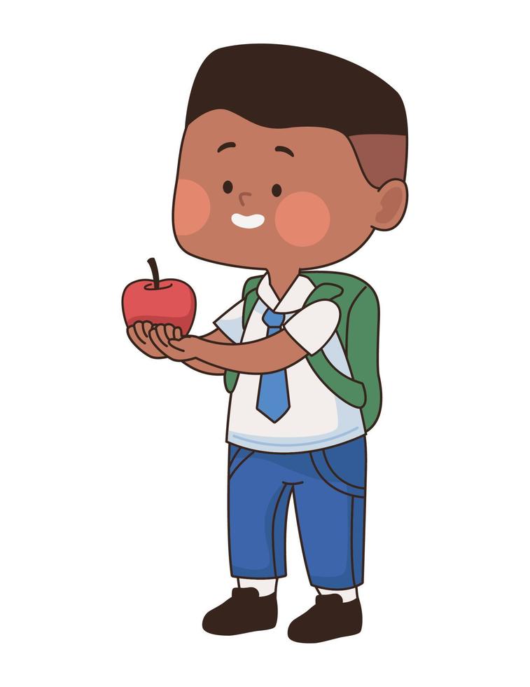 afro little student boy vector