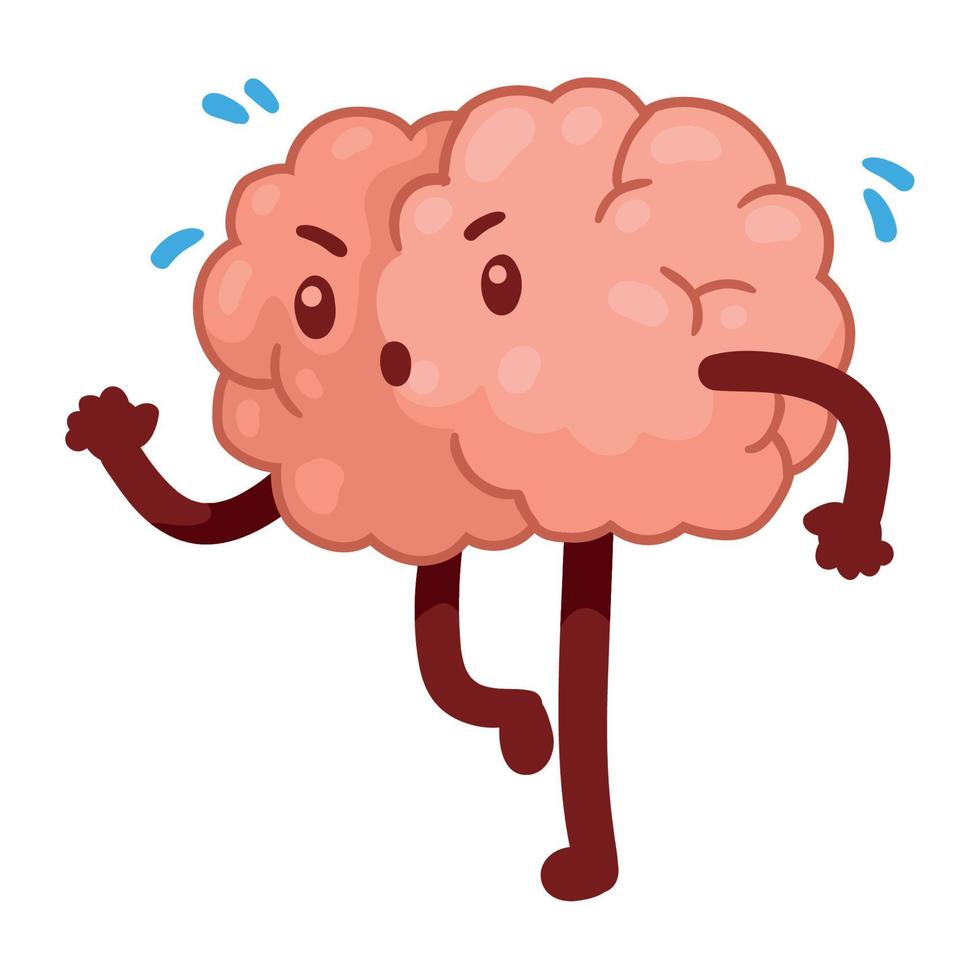 brain running comic character vector