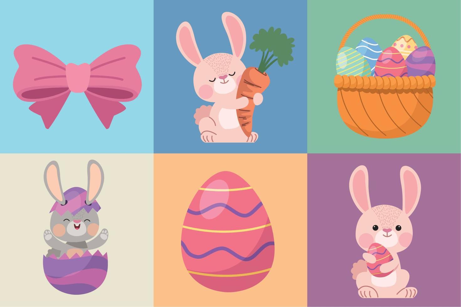 seis iconos de la temporada de pascua vector