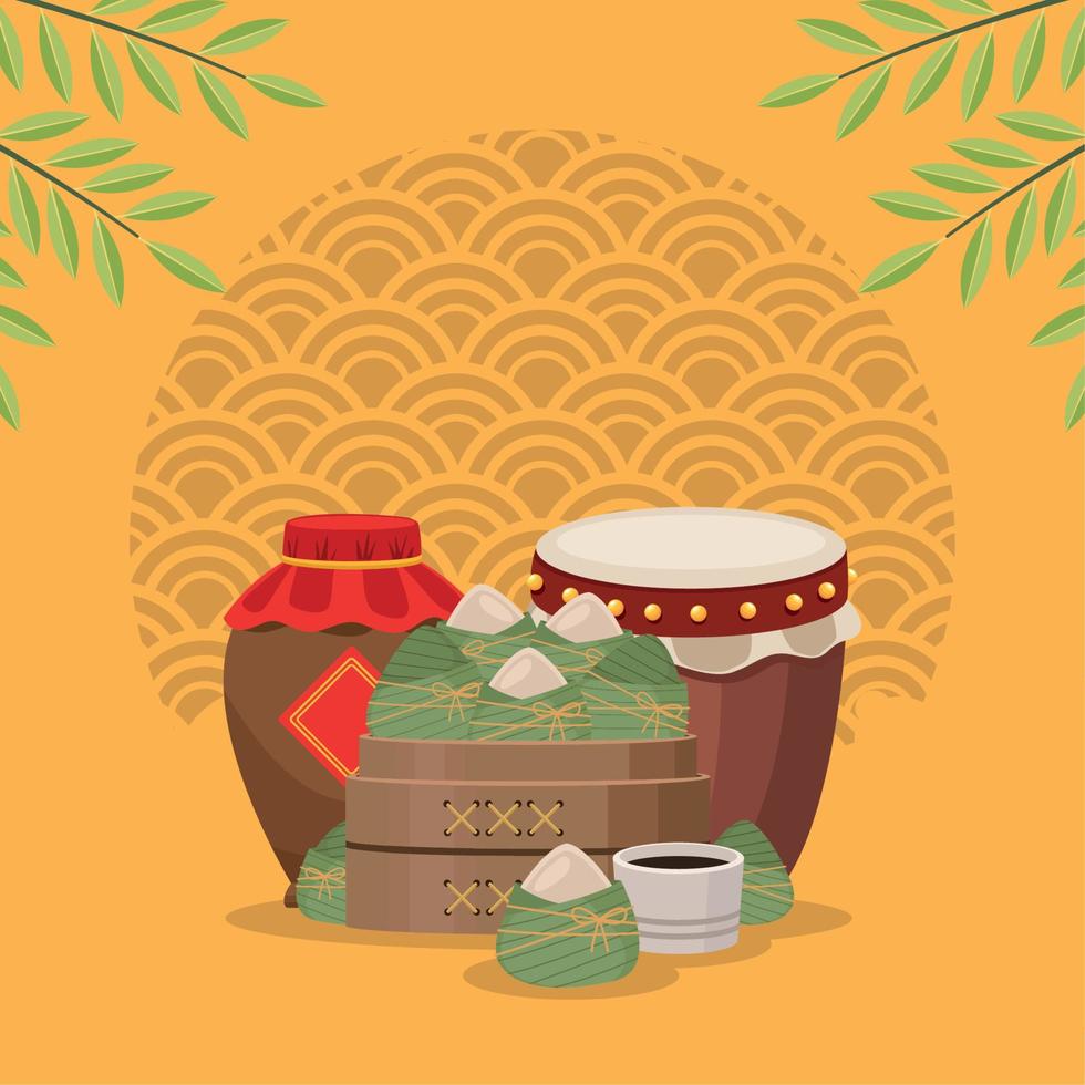 zongzi and drum vector