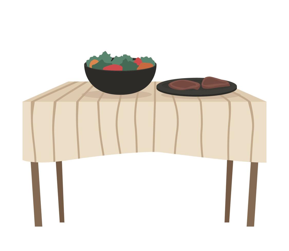 mesa de restaurante con comida vector