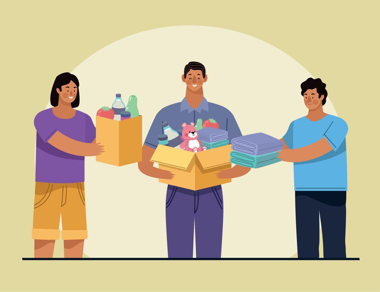 personas caritativas con donaciones vector