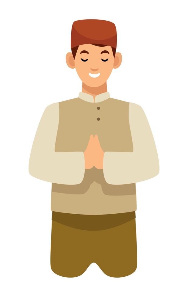 muslim man praying vector