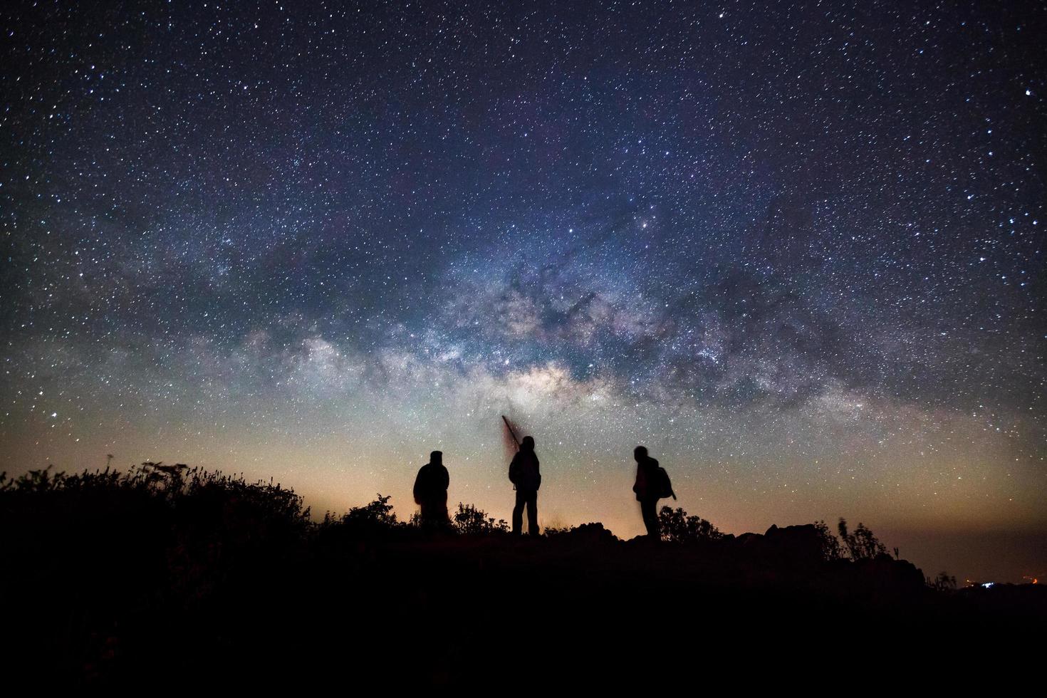 Milky Way Galaxy at Doi Luang Chiang Dao high mountain in Chiang Mai Province, Thailand.Long exposure photograph.With grain photo