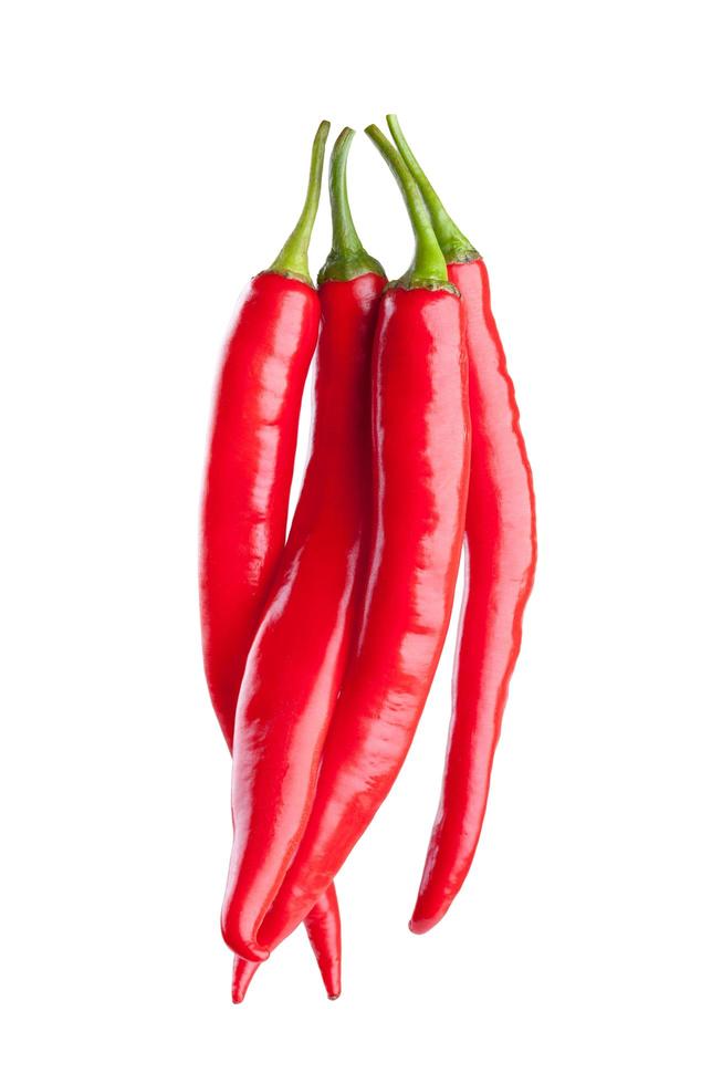 red chili or chilli cayenne pepper isolated on white background photo