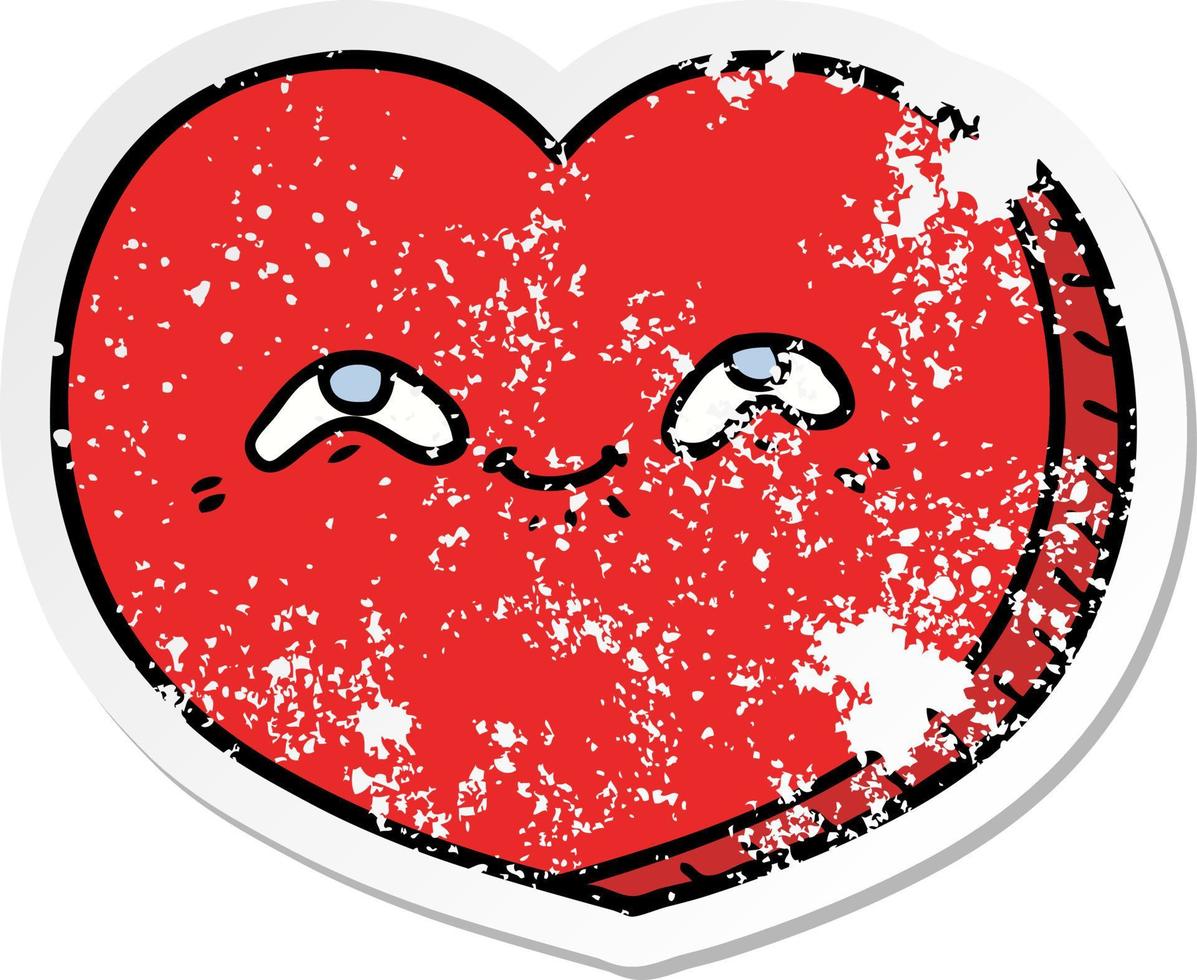 distressed sticker of a cartoon love heart vector