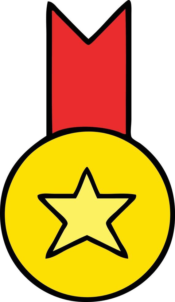 cute cartoon gold medal vector