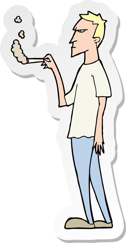 sticker of a cartoon annoyed smoker vector