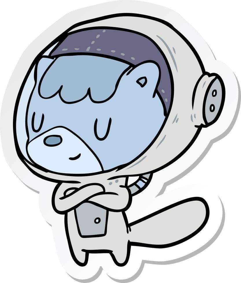 pegatina de un animal astronauta de dibujos animados vector