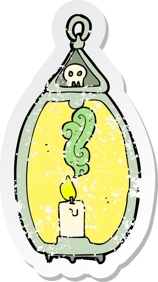 retro distressed sticker of a cartoon spooky lantern vector