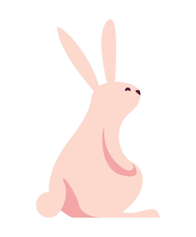 cute pink rabbit seated vector