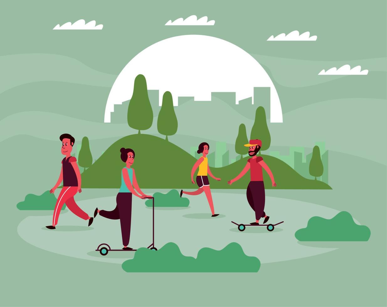 persons in car free day landscape vector