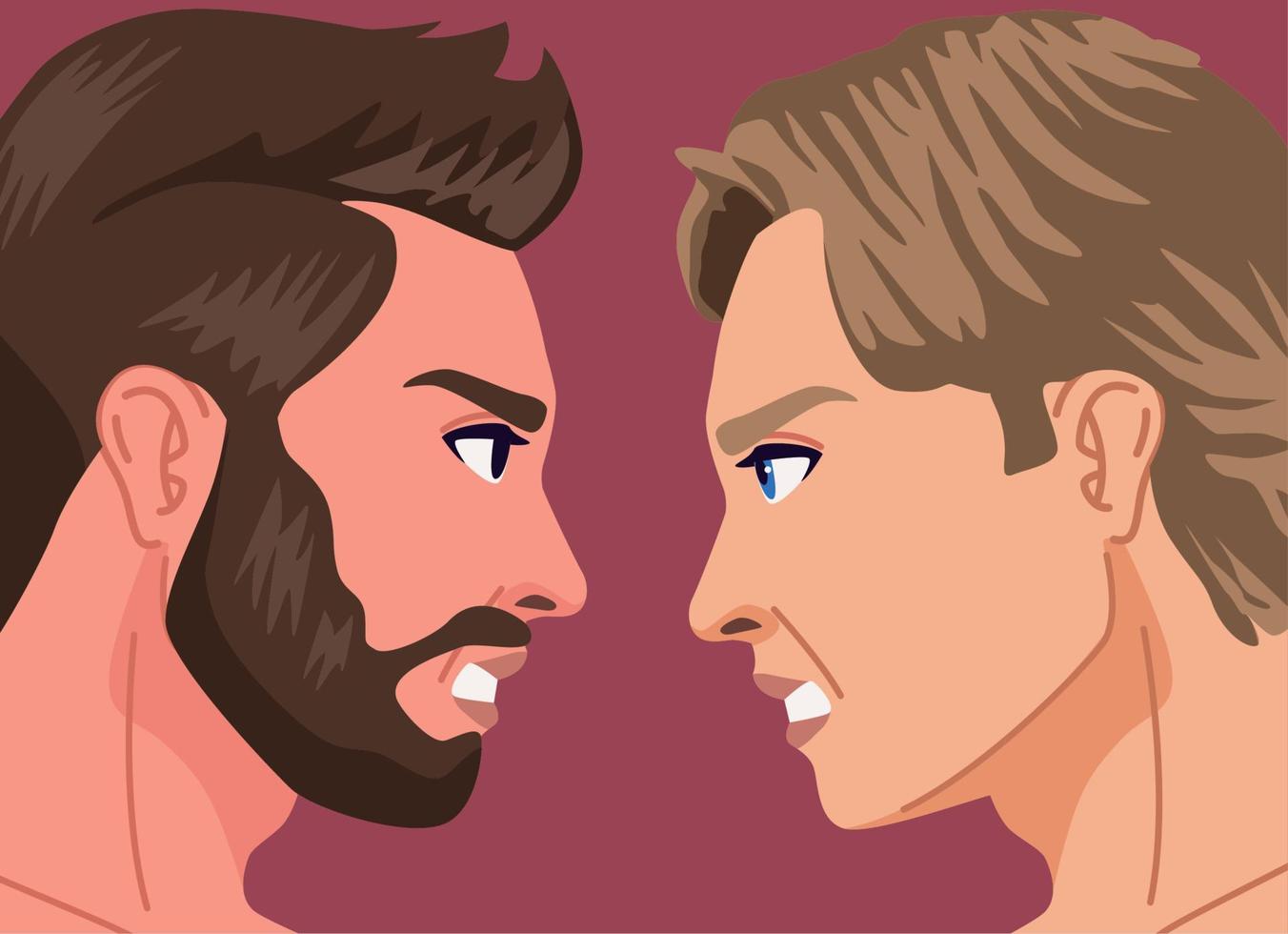 angry two men profiles vector