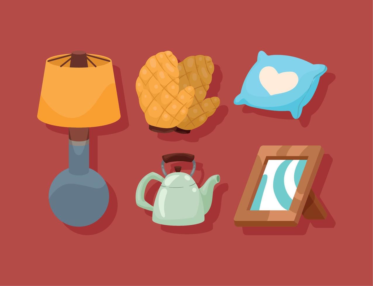 five home decorative accessories vector