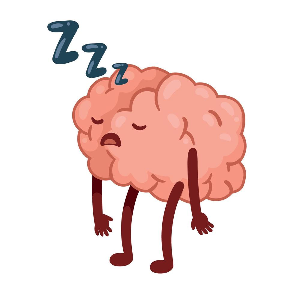 brain asleep comic character vector