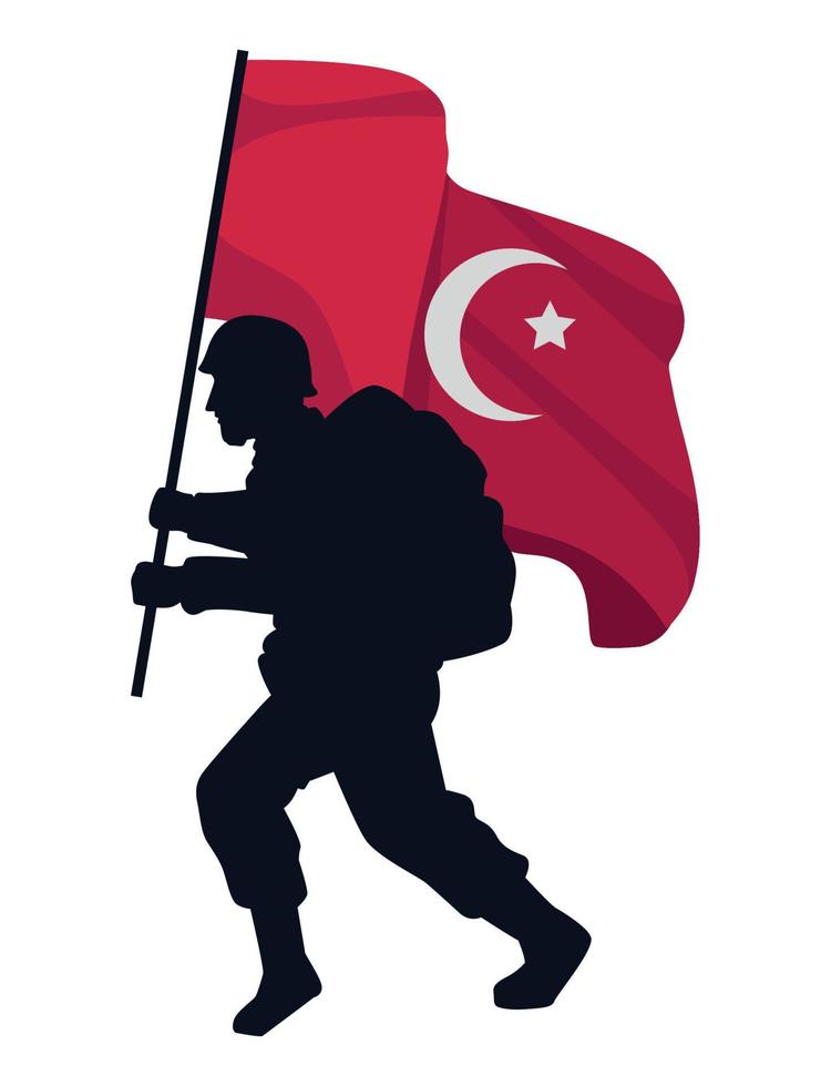 soldier with turkish flag vector