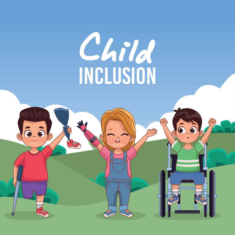 ilustración de inclusión infantil vector