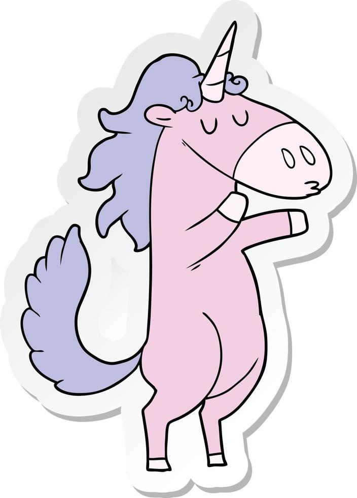 sticker of a cartoon unicorn vector