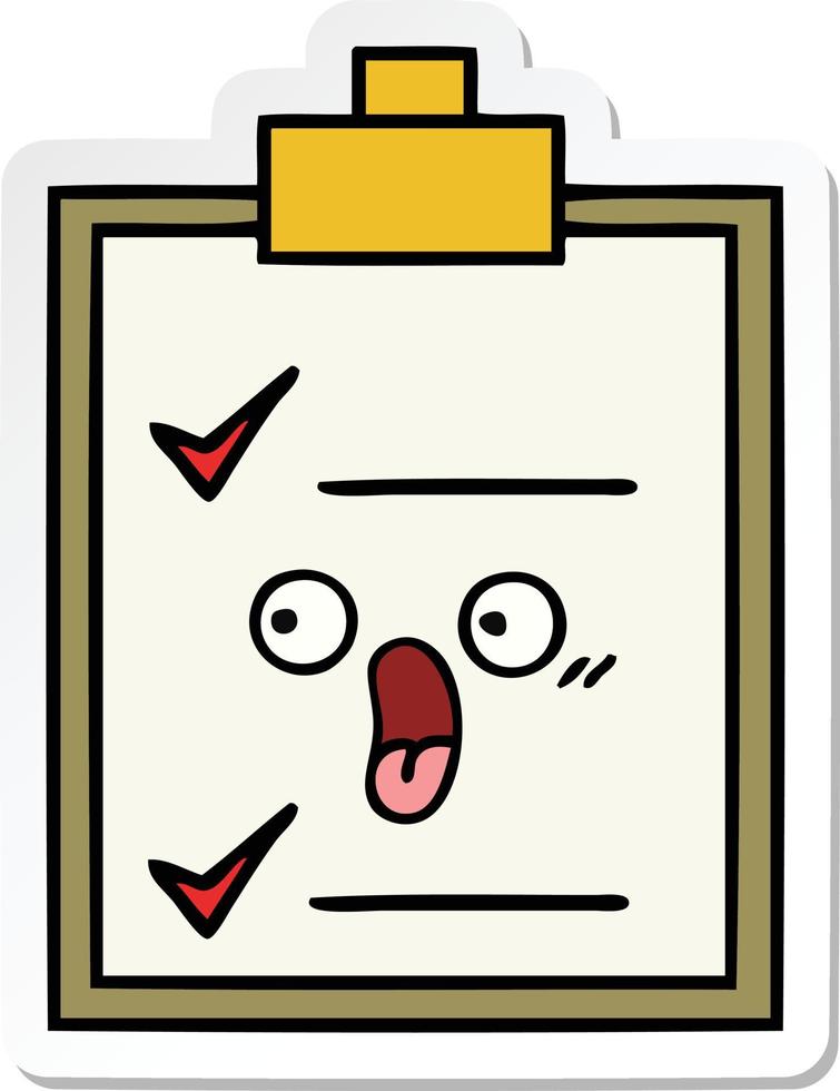 sticker of a cute cartoon check list vector