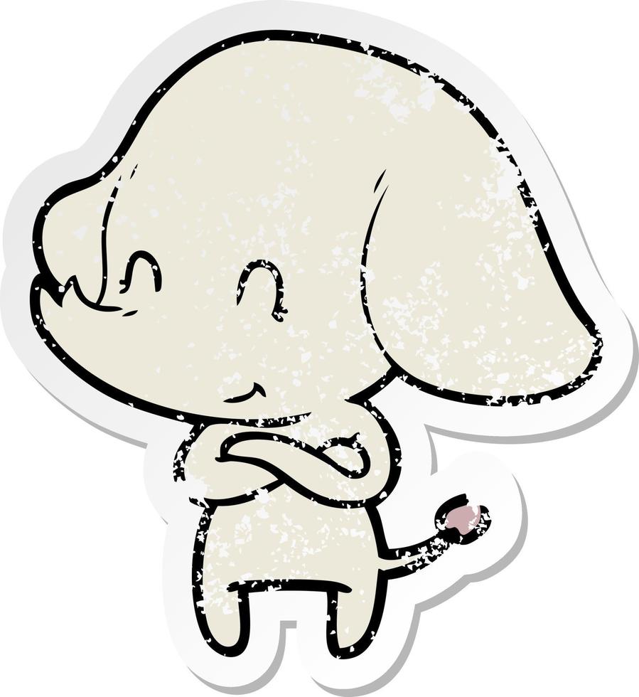 distressed sticker of a cute cartoon elephant vector