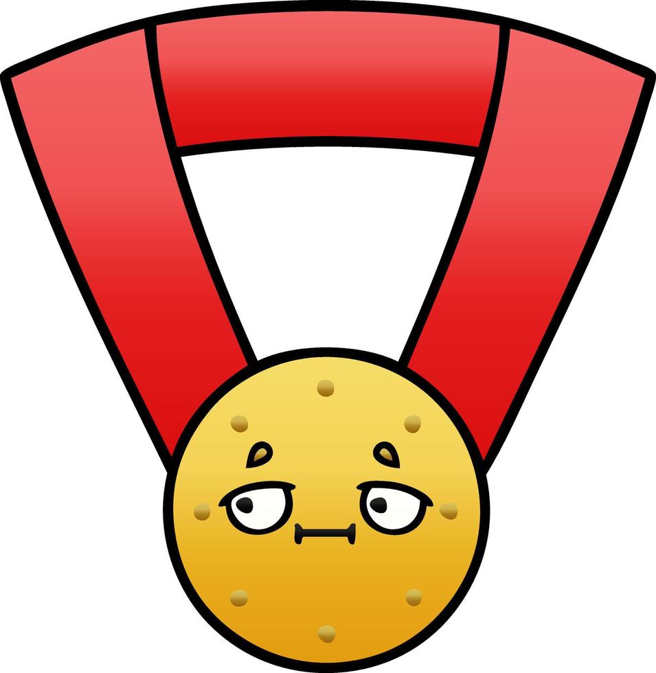 medalla de oro de dibujos animados sombreado degradado vector