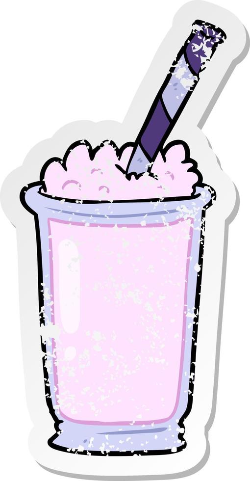 distressed sticker of a cartoon milkshake vector
