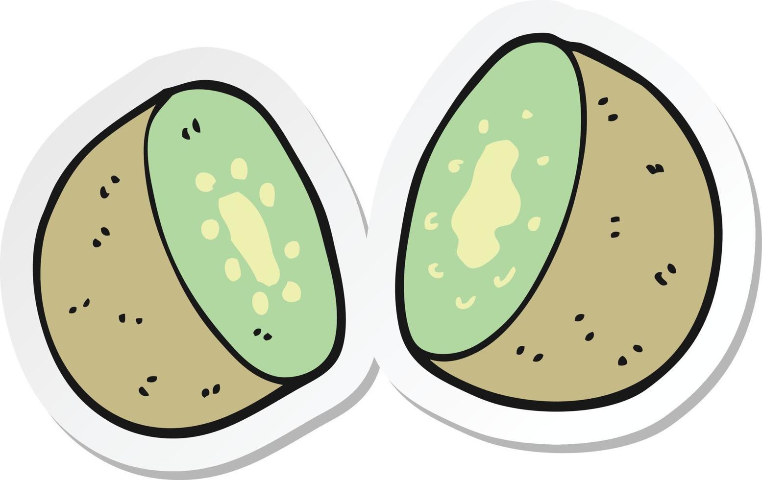 sticker of a cartoon kiwi vector