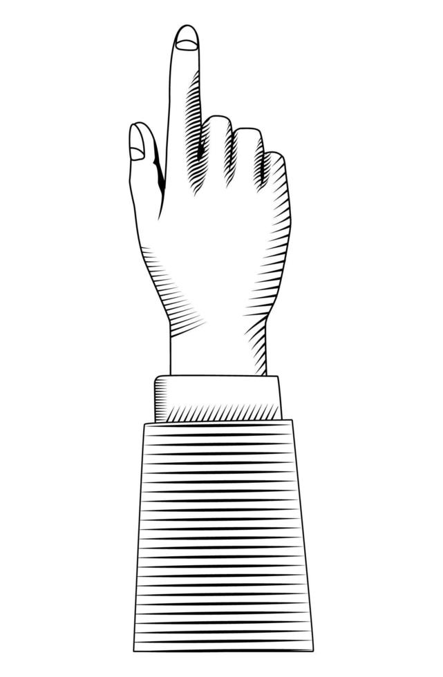 hand indicating up drawn vector