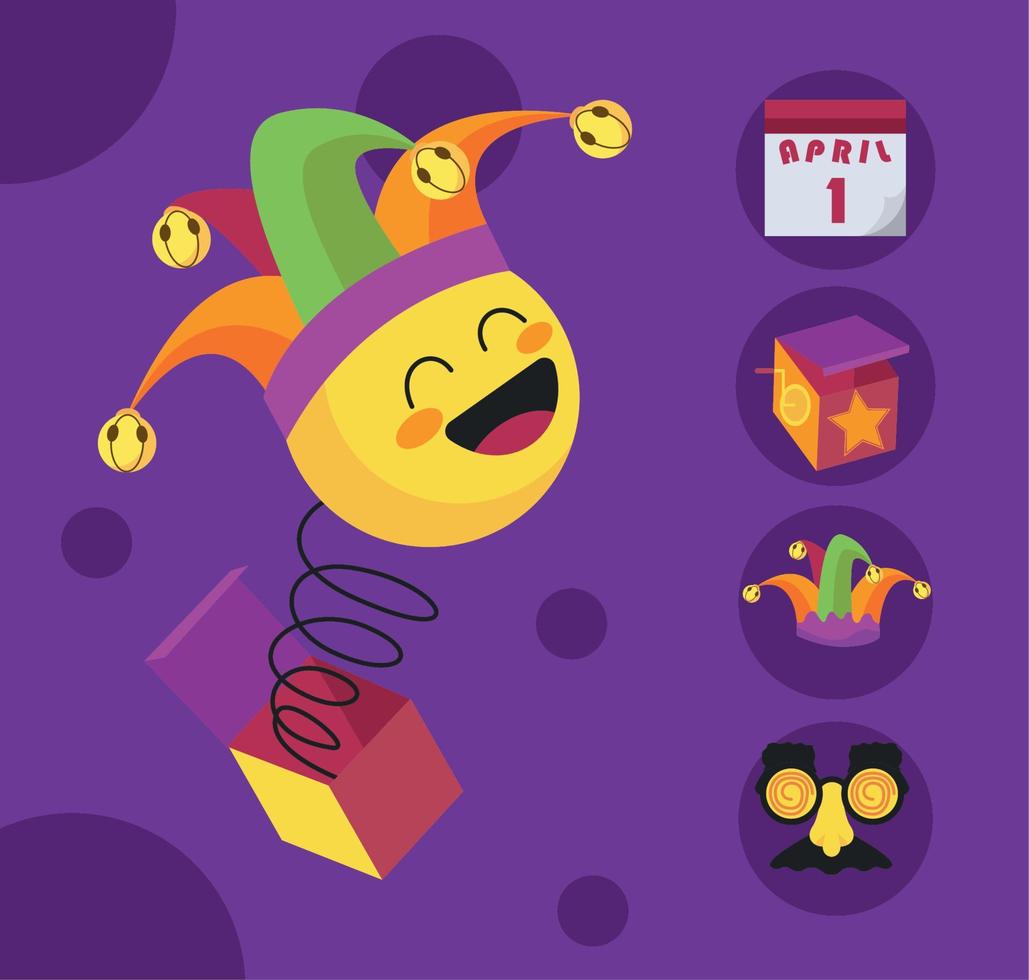 five fools day icons vector