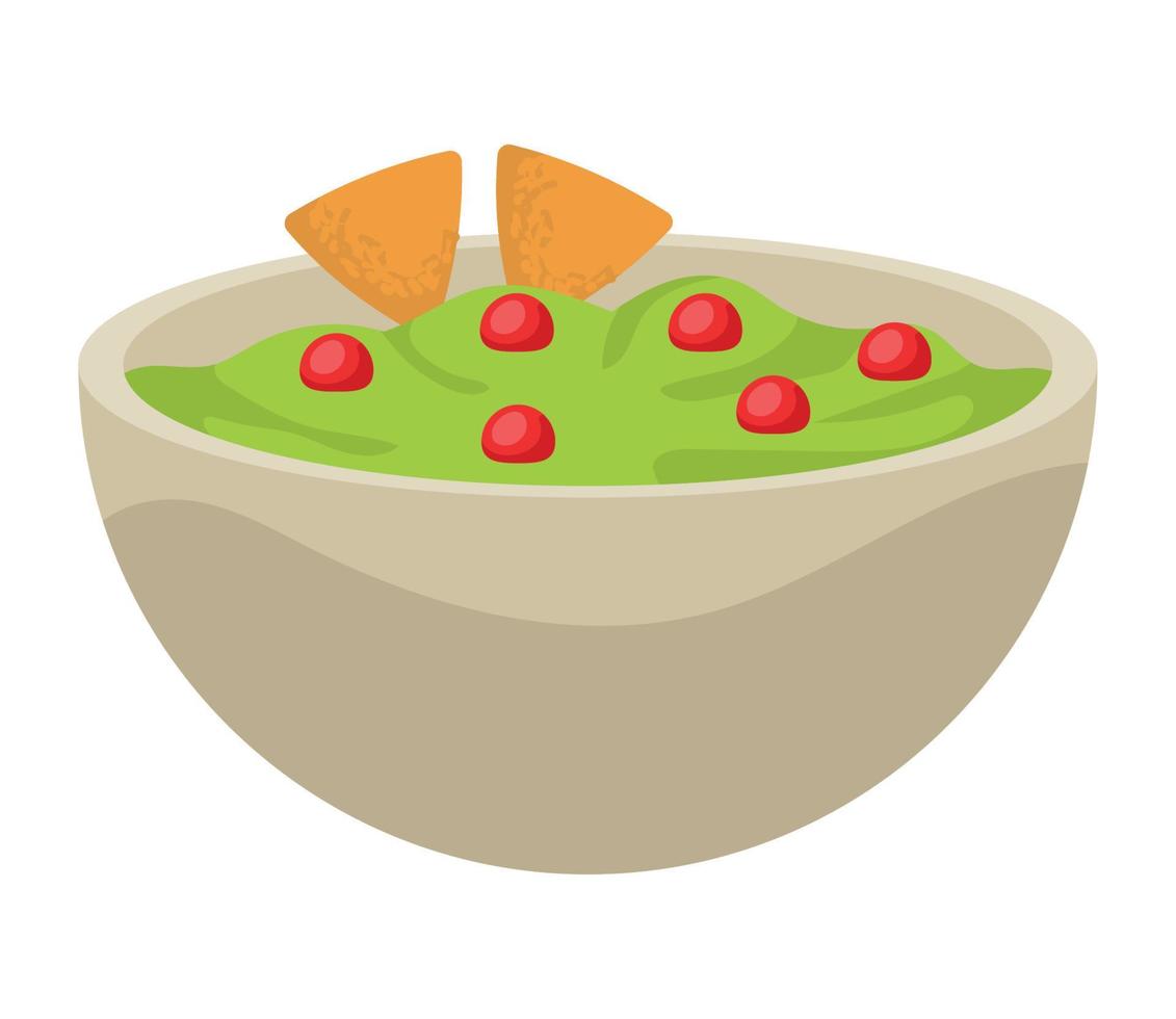 nachos with guacamole mexican vector
