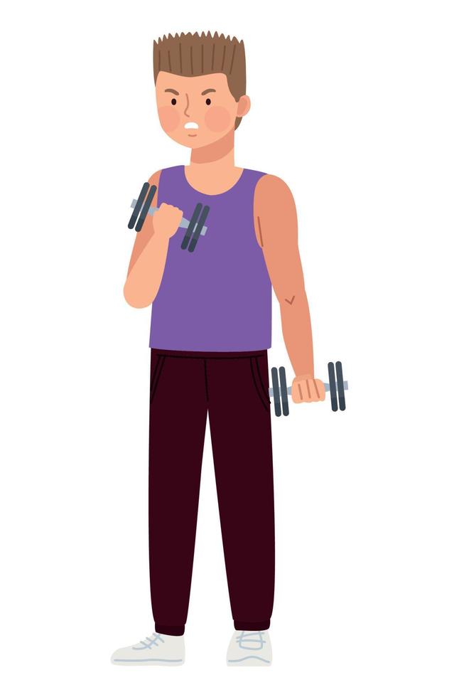 male athlete lifting dumbbells vector