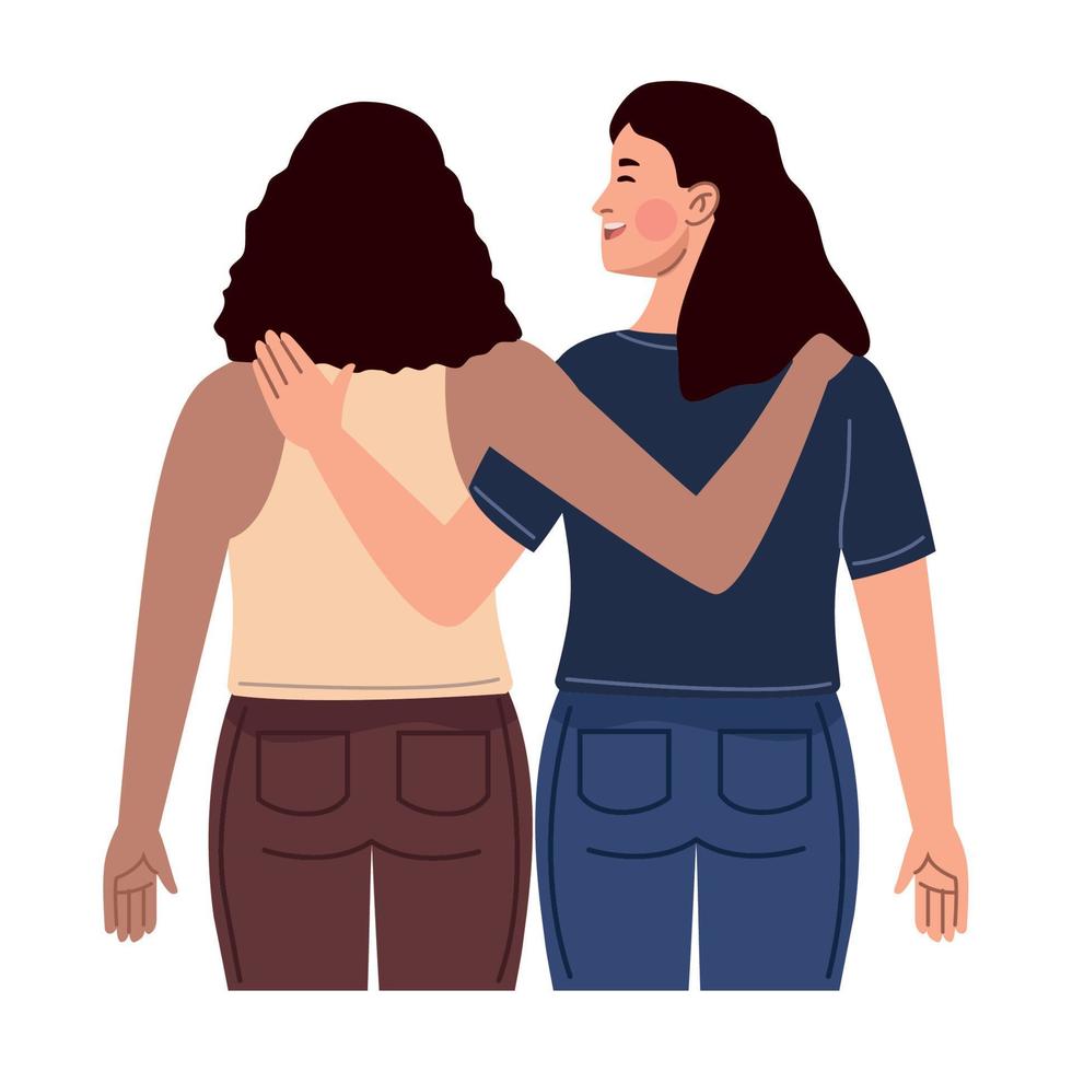 friends girls hugging vector