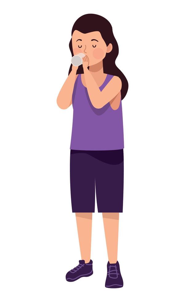 young woman drinking coffee vector