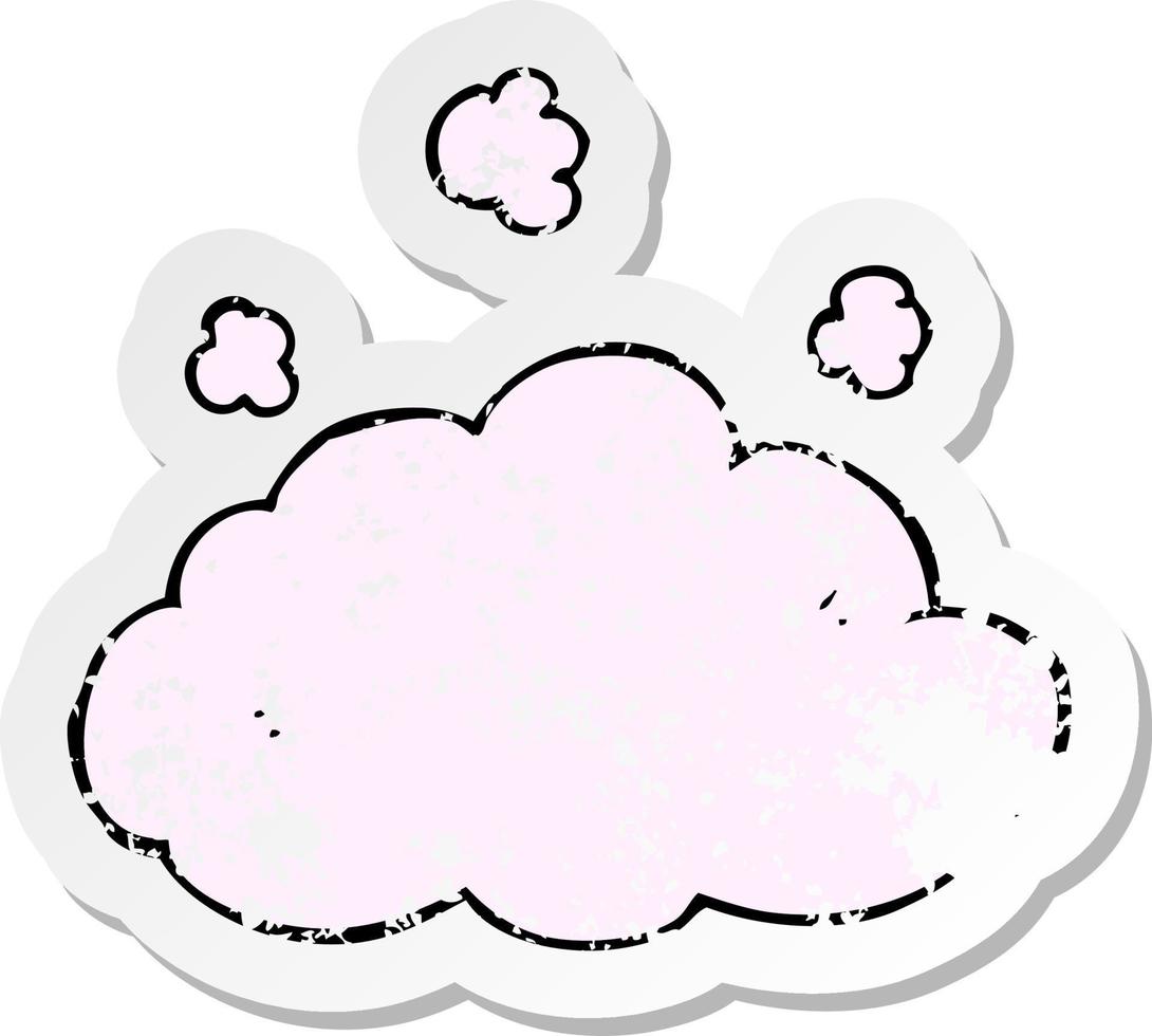 retro distressed sticker of a cartoon fluffy pink cloud vector