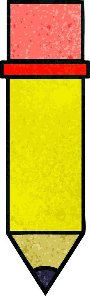 retro grunge texture cartoon of a pencil vector