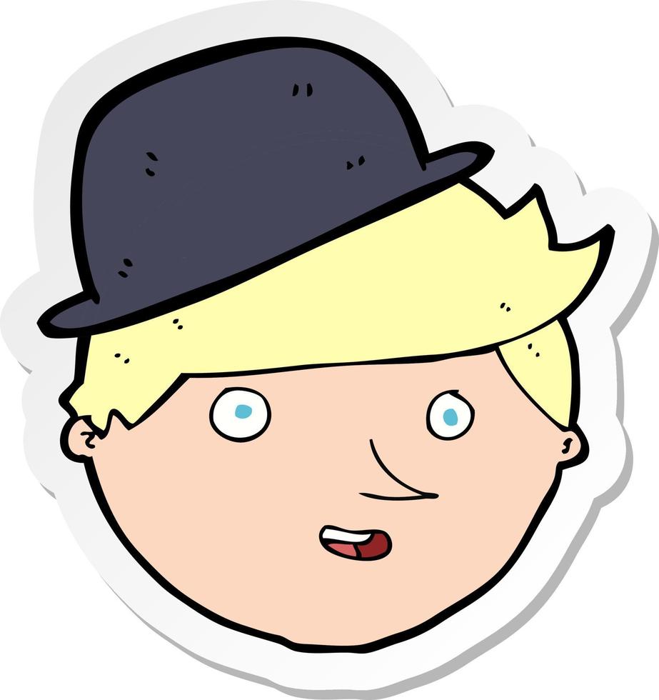 sticker of a cartoon man wearing bowler hat vector