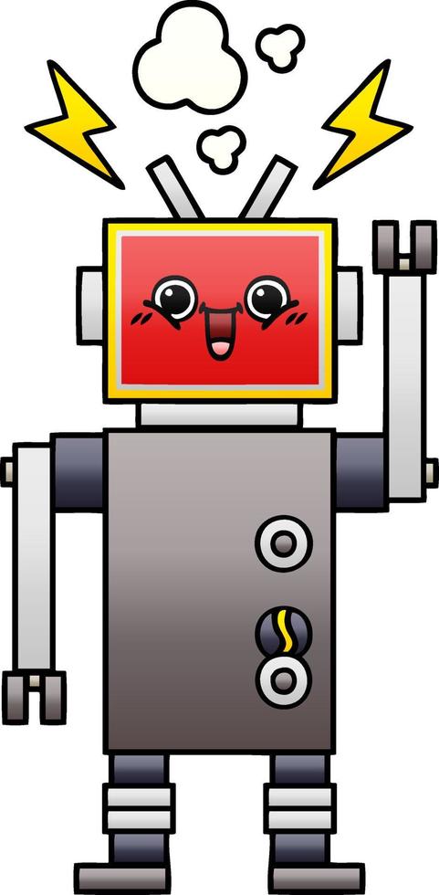 gradient shaded cartoon happy robot vector