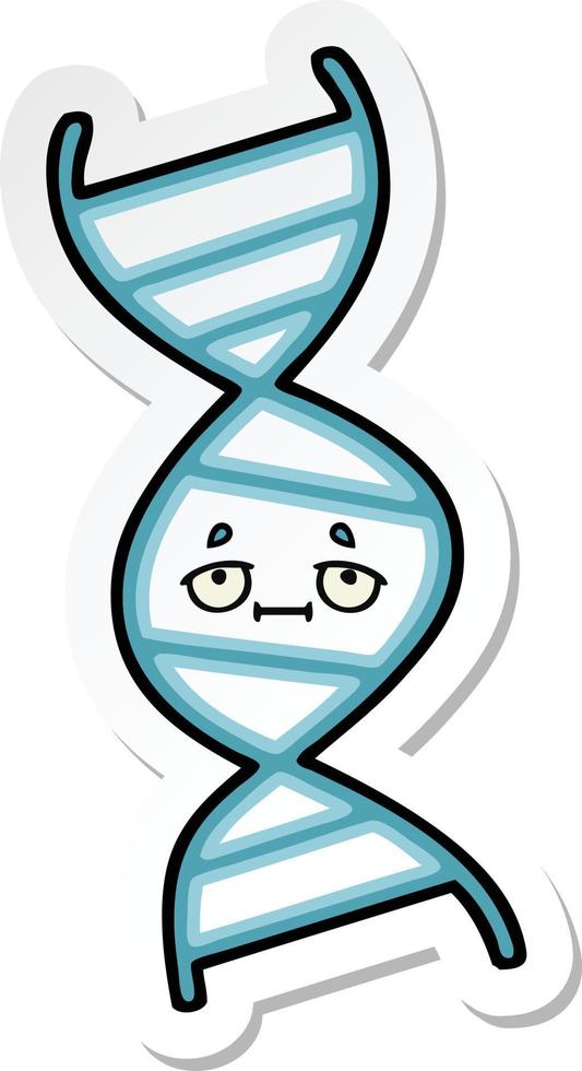 sticker of a cute cartoon DNA strand vector