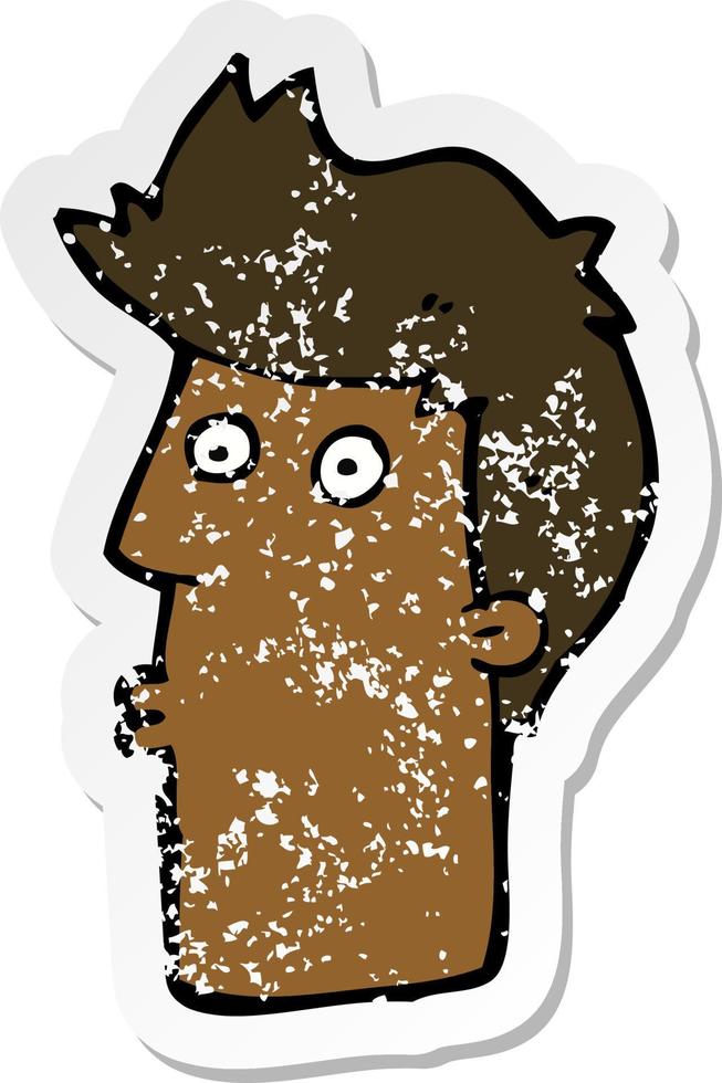 retro distressed sticker of a cartoon surprised man vector