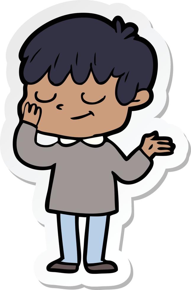 sticker of a cartoon happy boy vector