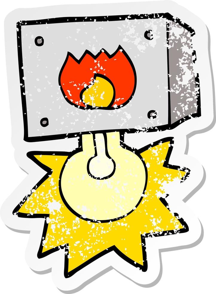 distressed sticker of a cartoon flashing fire warning light vector