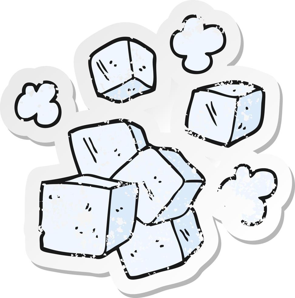 distressed sticker of a cartoon ice cubes vector