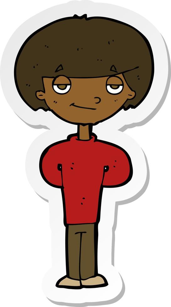 sticker of a cartoon happy man vector