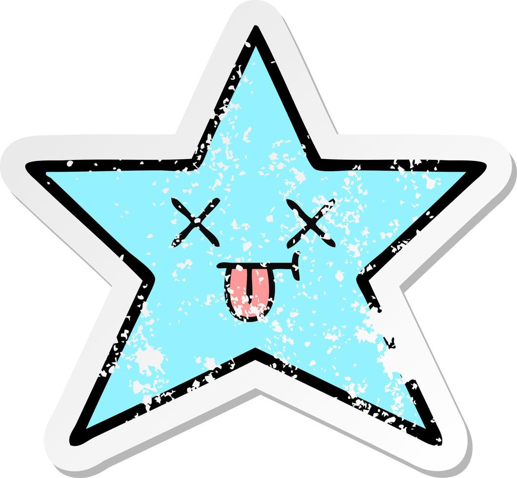 distressed sticker of a cute cartoon star fish vector