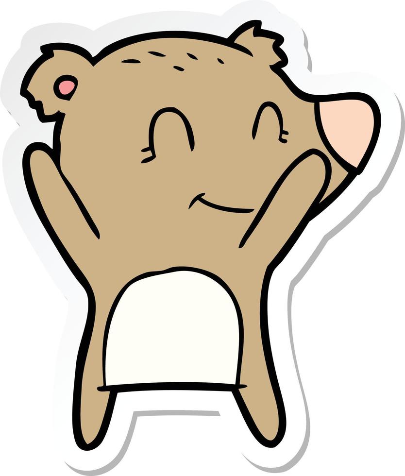 sticker of a smiling bear cartoon vector