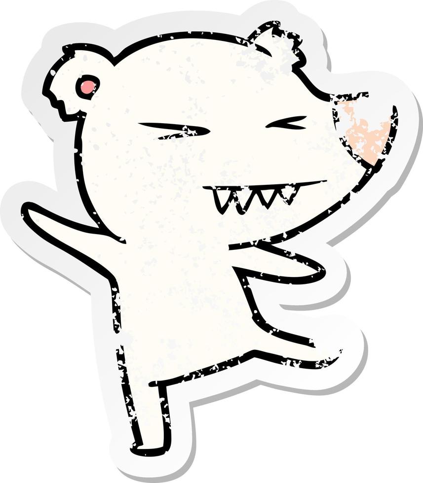 distressed sticker of a dancing polar bear cartoon vector