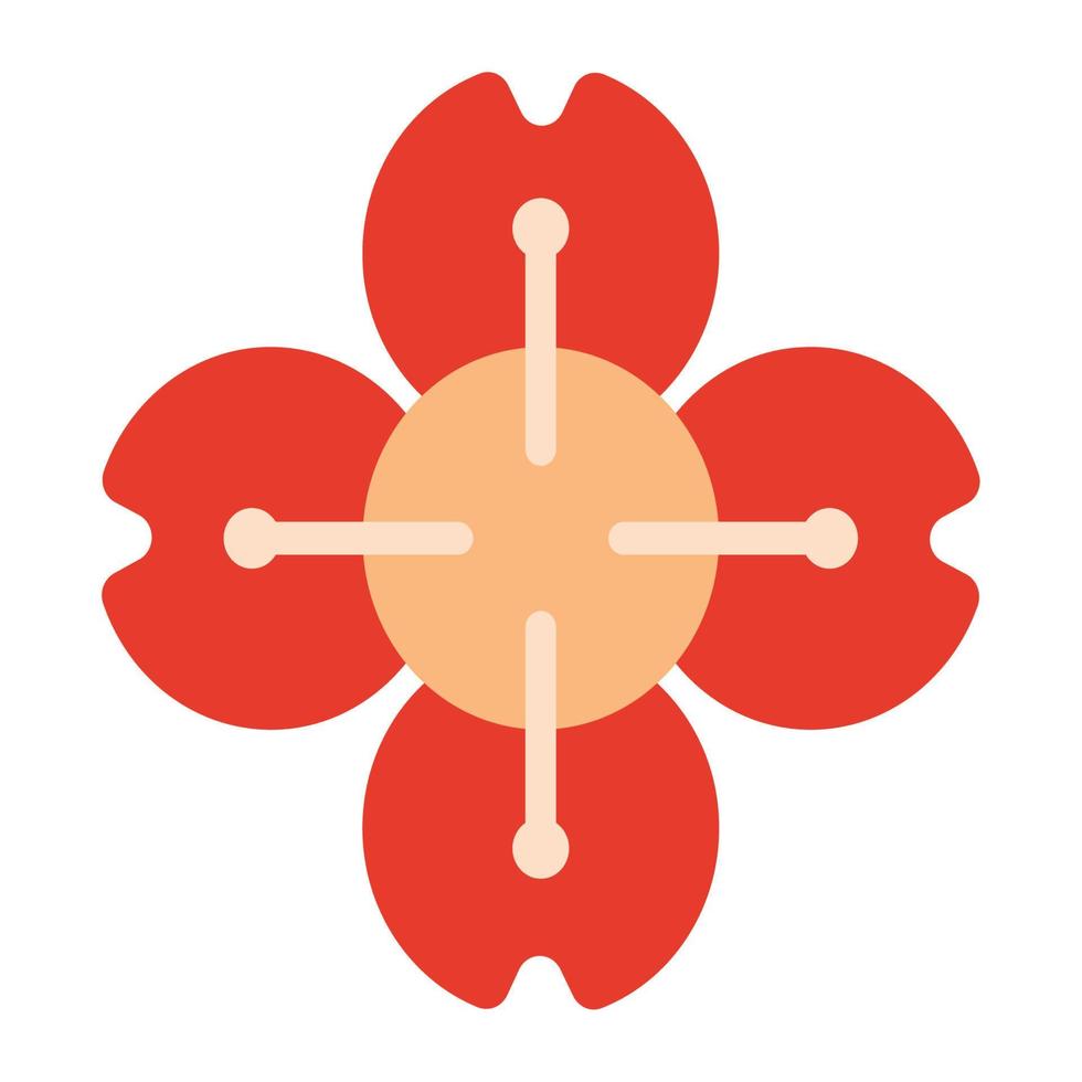 japanese culture red flower vector