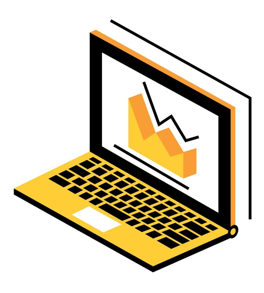 laptop with statistics vector