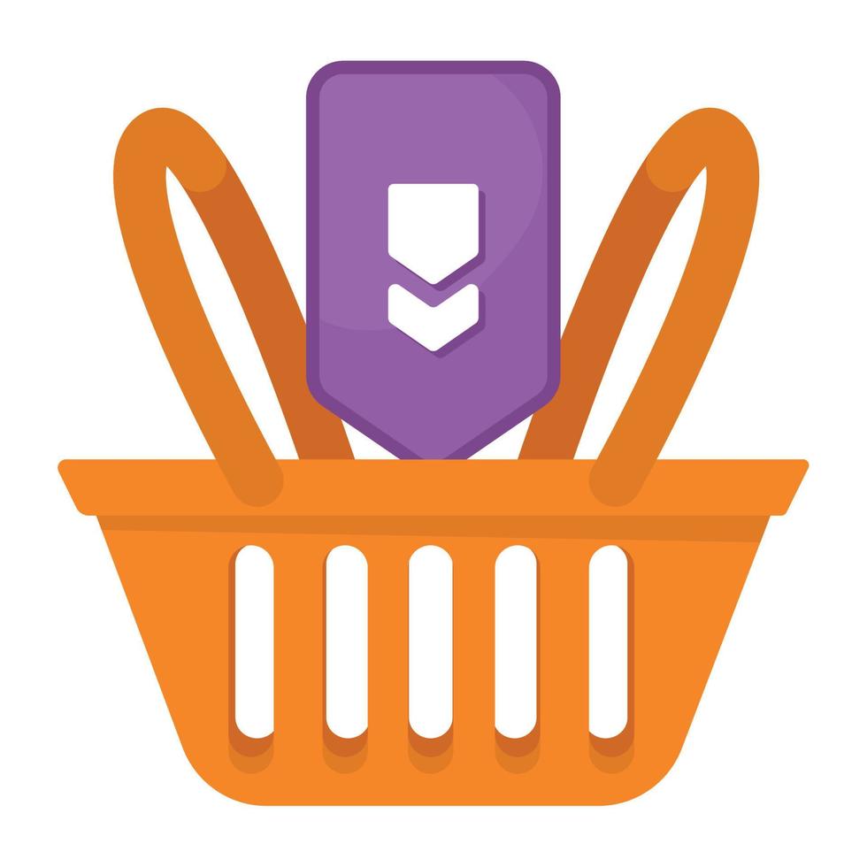 shopping basket with arrow vector