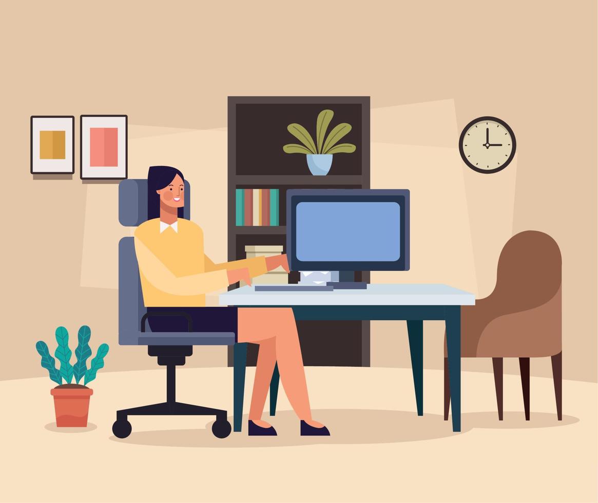 businesswoman in the office vector